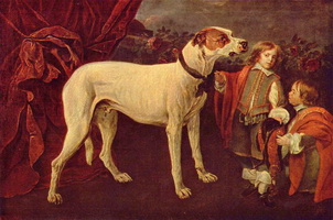 Большая собака, карлик и мальчик (Ян Фейт, 1652 г.)
