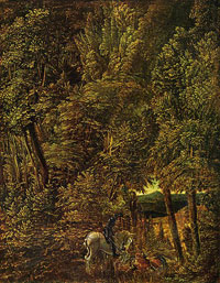Лесной пейзаж и битва св. Георгия с драконом